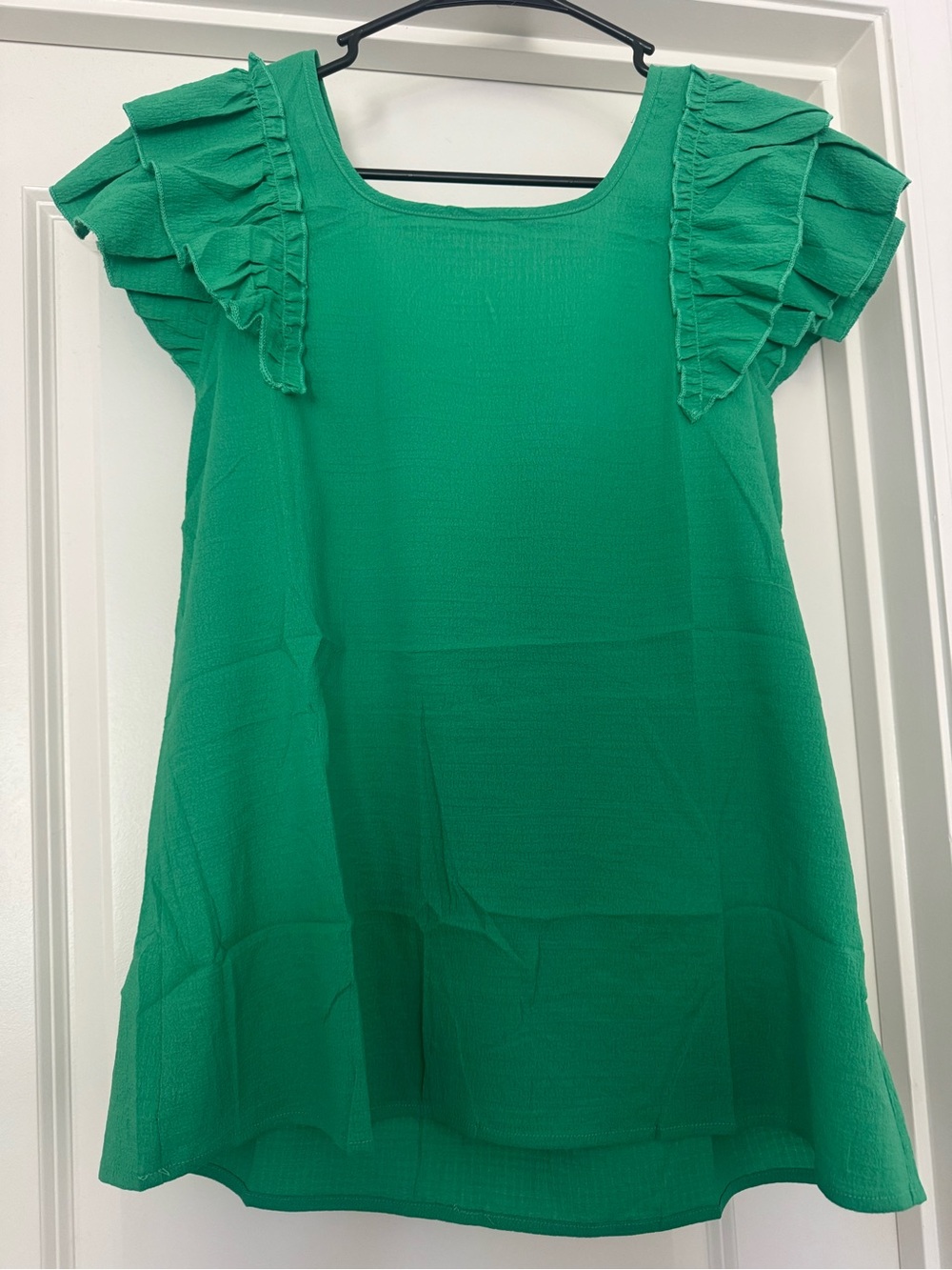 Green Ruffle Sleeve Top